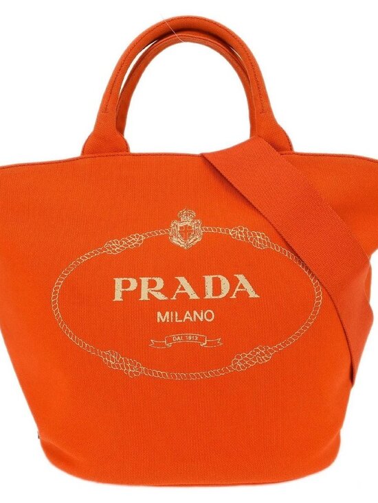 Prada Handbags - Prada Orange Canvas Canapa 2way Tote Handbag 1BG163 204 AQ00001